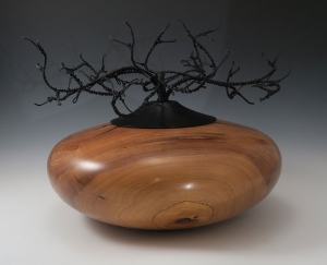 Apple Hollow Form, Wire Sculpture Lid by Frank DiDomizio