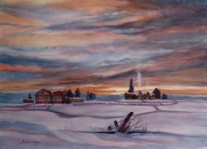 Winter Sunset on the Farm by Fred Forsey